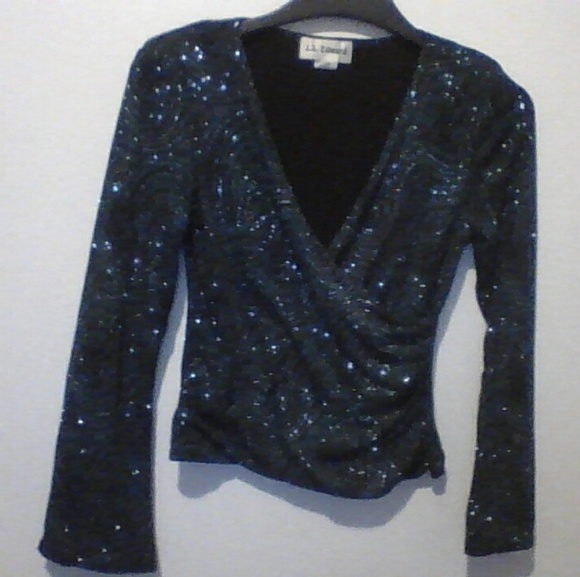 Flared-Sleeve Sparkly Blue Open-Chest Overshirt - Picture 1 of 1